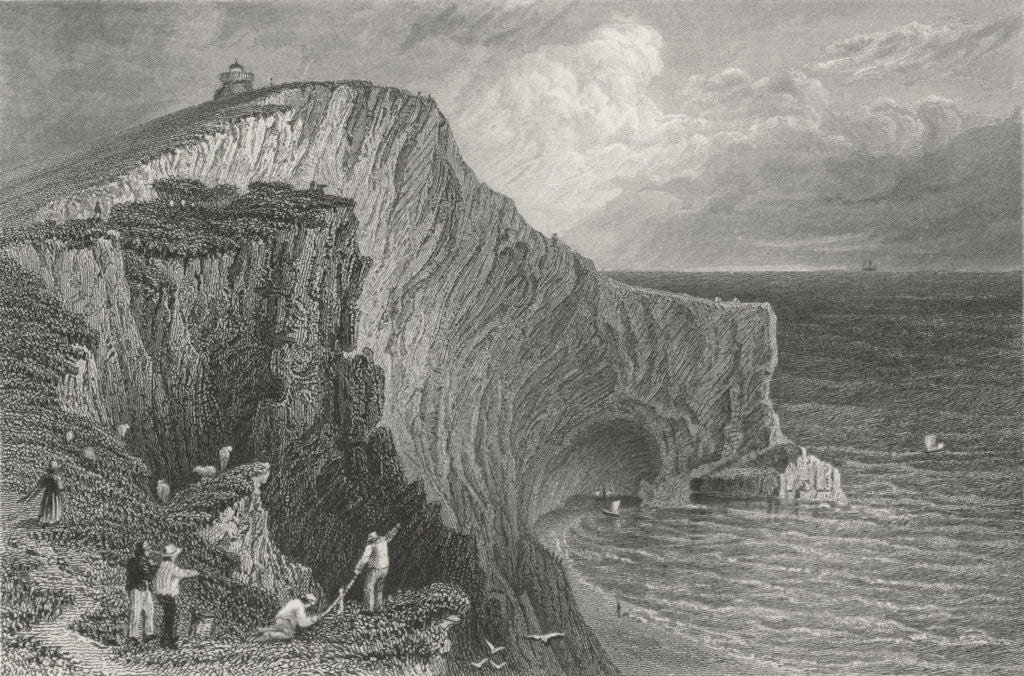 IOW. Scratchells Bay-Bartlett c1840 old antique vintage print picture
